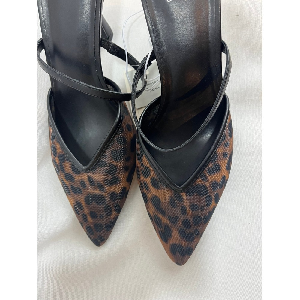 A New Day Women Leopard Print Mesh Pointed Toe Mules Stiletto Heels Brown Size 6 - Picture 2 of 6